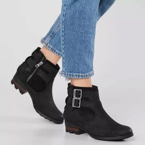 Sorel Black Ankle Boots with Buckle Detail